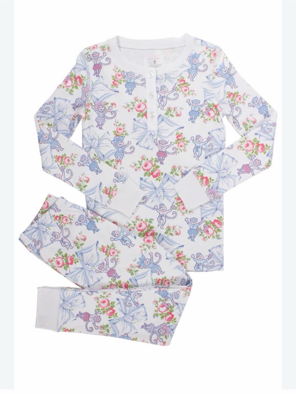 LoveShackFancy x Roller Rabbit Rosa Beaux Monkey pajama set, Sz 6